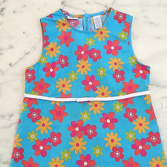 NWOT. KRU Girl's Cotton/Spandex Summer Dress w/multi color flowers and sparkling - Picture 3 of 4